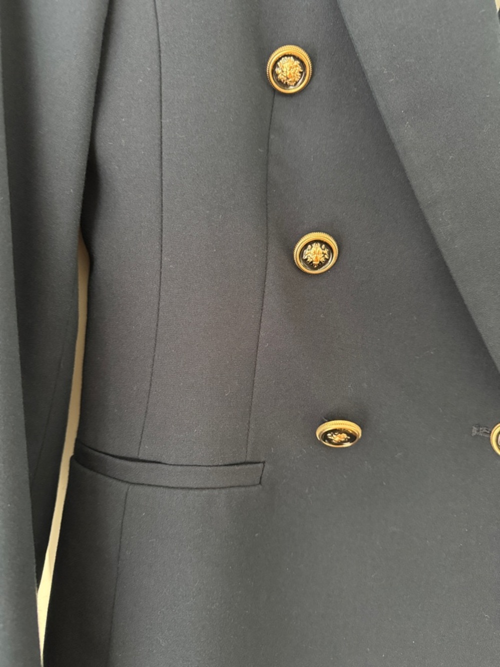 Zara Navy Double-Breasted Blazer with Gold Buttons - Picture 3 of 4